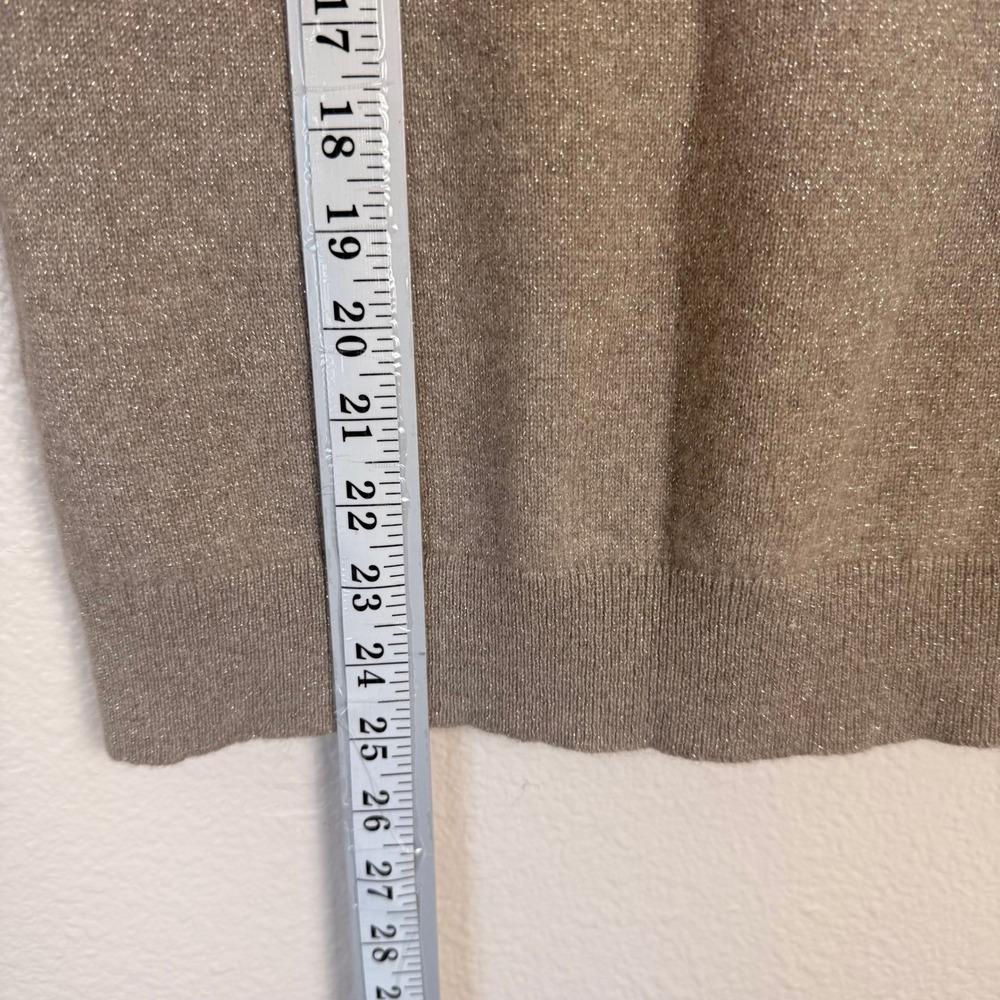 Charter Club Cashmere V-Neck Sweater Womens S Champagne Gold Minimalist Shimmer - Picture 5 of 8